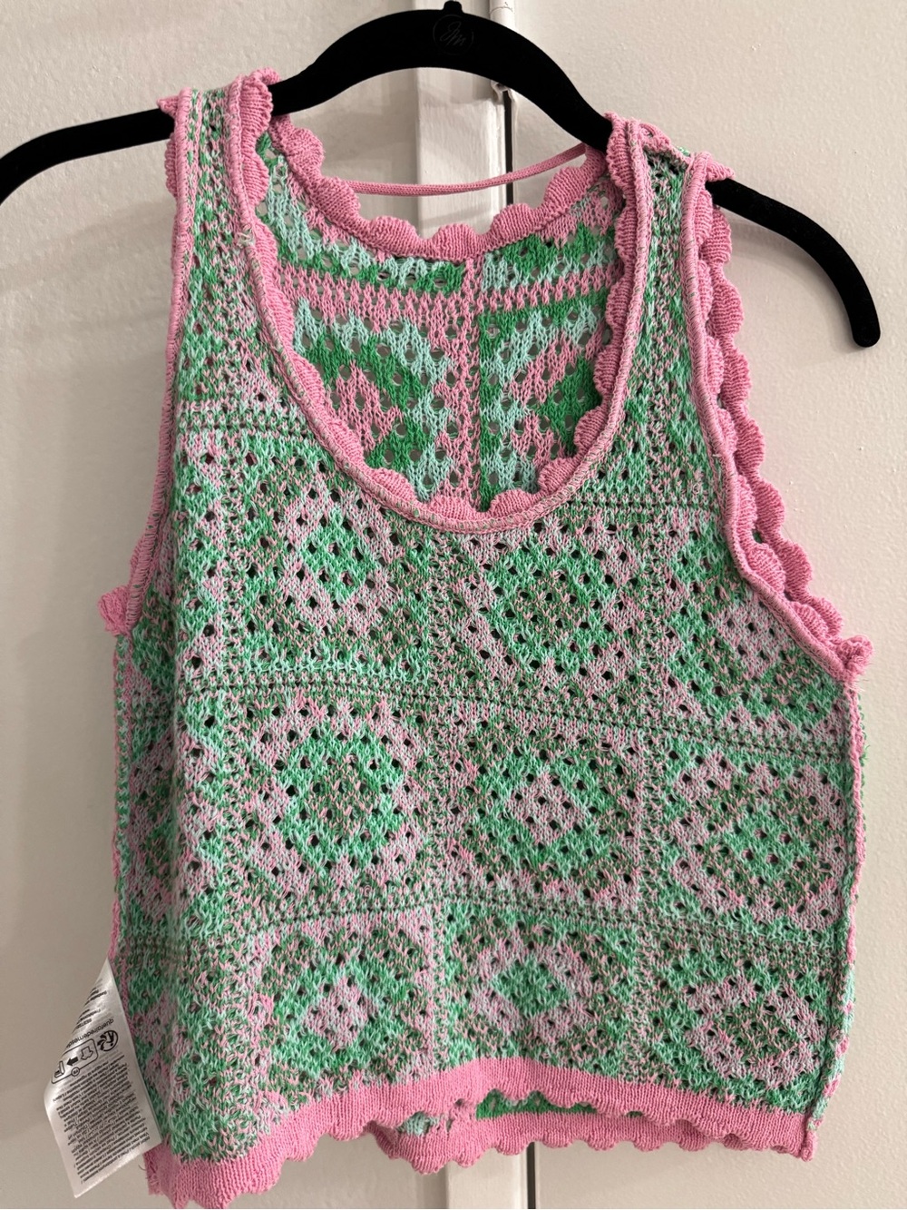 Vero Moda Pink & Mint Crochet Knit Tank